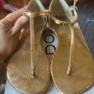 Gold T-Strap Sandals